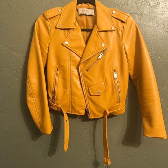zara yellow biker jacket